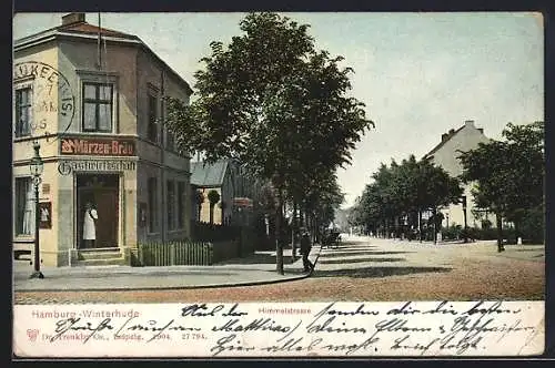 AK Hamburg-Winterhude, Himmelstrasse mit Gasthaus Märzen-Bräu