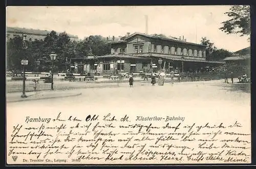 AK Hamburg-Klostertor, Klosterthor-Bahnhof von der Gleisseite betrachtet