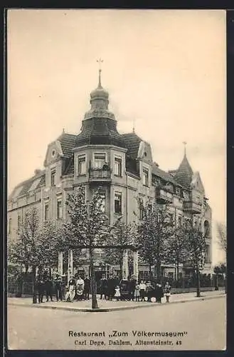 AK Dahlem, Restaurant zum Völkermuseum, Bes. Carl Dege, Altensteinstrasse 42