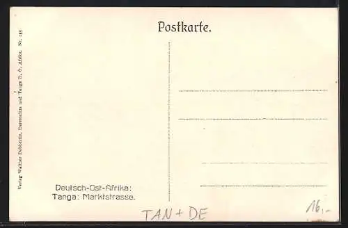 AK Tanga /Deutsch-Ost-Afrika, Blick in die Marktstrasse