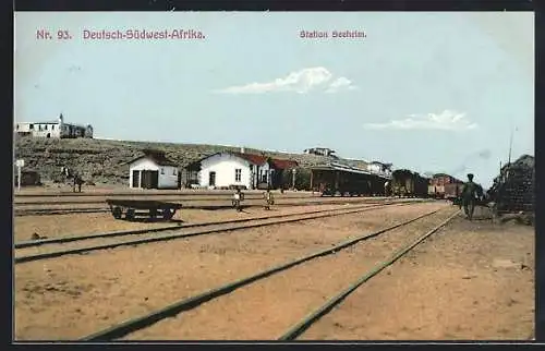 AK Seeheim /Deutsch-Südwest-Afrika, Blick auf den Bahnhof