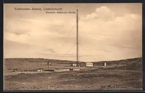 AK Lüderitzbucht /Deutsch-Südwest-Afrika, Blick auf die Telefunken-Station