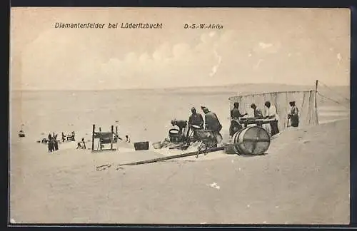 AK Lüderitzbucht /D.-S.-W.-Afrika, Schlämmstation in den Diamantenfeldern