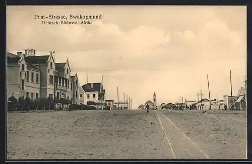 AK Swakopmund /Deutsch-Südwest-Afrika, Post-Strasse mit Antonius-Hospital