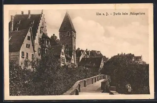 AK Ulm a. D., Strassenpartie beim Metzgerturm