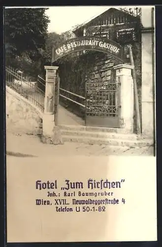 AK Wien, Hotel zum Hirschen, Neuwaldeggerstrasse 4