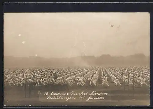 Foto-AK München, 13. Deutsches Turnfest, Freiübungen bei Gewitter