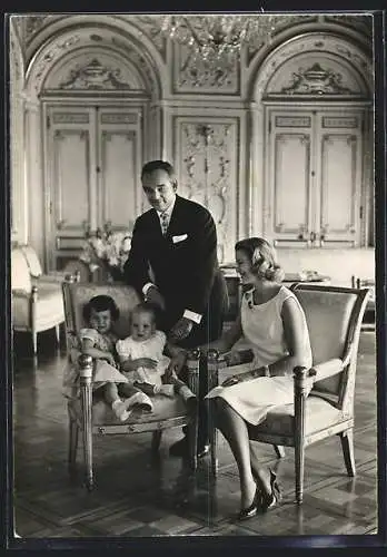 AK Prinz Reiner III. von Monaco mit seiner Gattin Grace Kelly & ihren Kindern