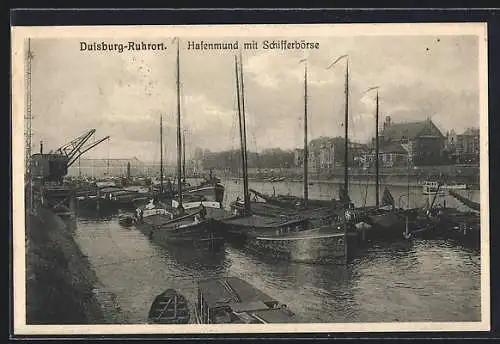 AK Duisburg-Ruhrort, Hafenmund mit Schifferbörse