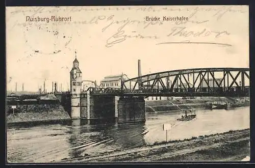 AK Duisburg-Ruhrort, Brücke Kaiserhafen