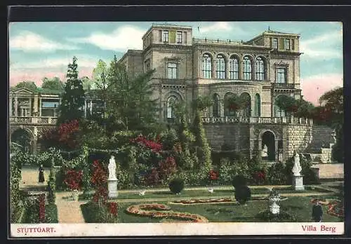 AK Stuttgart, Villa Berg mit Anlagen