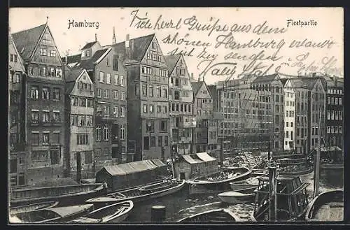 AK Alt-Hamburg, Fleetpartie aus der Vogelschau