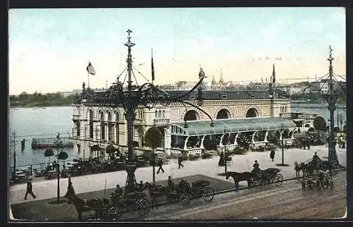 AK Hamburg-Neustadt, Alsterpavillon mit Stadtpanorama