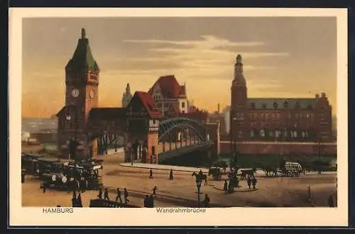 AK Hamburg, Wandrahmbrücke mit Strasse u. Strassenbahn aus der Vogelschau