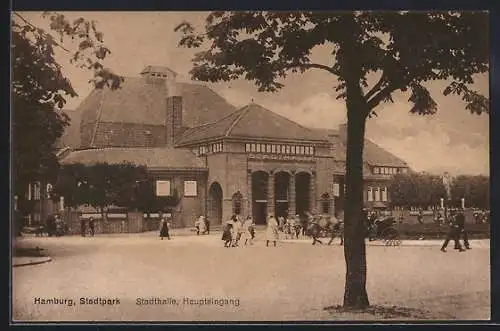 AK Hamburg-Winterhude, Stadtpark, Stadthalle, Haupteingang