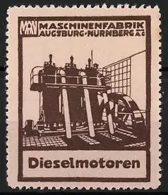 Reklamemarke Augsburg-Nürnberg, Dieselmotoren, Maschinenfabrik MAN