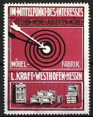 Reklamemarke Westhofen, Möbel-Fabrik L. Kraft, Zielscheibe