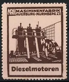 Reklamemarke Augsburg, Diesel Motoren, Maschinenfabrik MAN