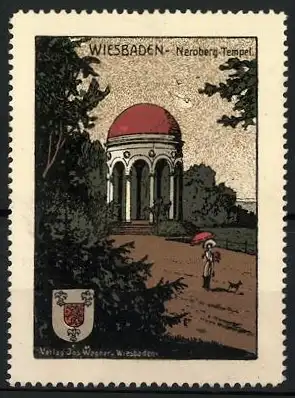 Reklamemarke Wiesbaden, Neroberg-Tempel, Tempel mit roter Kuppel