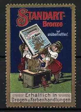 Reklamemarke Standart-Bronze, Kinder lackieren Elefanten-Statue