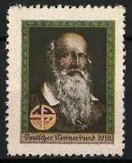 Reklamemarke Deutscher Turnerbund 1918, Deutscher Turnerbund, Porträt Turnvater Jahn