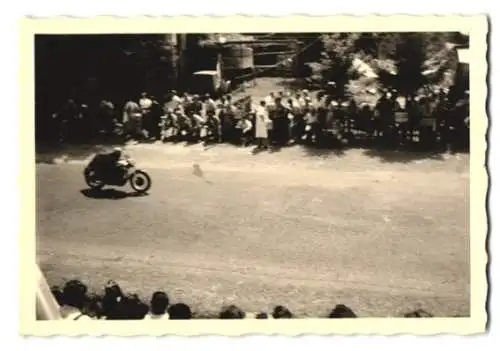 3 Fotografien Ansicht Stuttgart, Solitude-Rennen 1952, Motorrad, Zuschauer