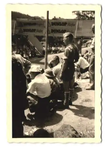 3 Fotografien Ansicht Stuttgart, Solitude-Rennen 1952, Motorrad, Zuschauer