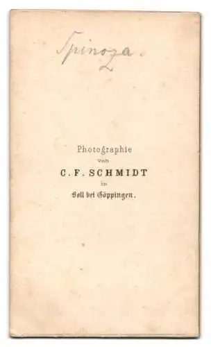 Fotografie C. F. Schmidt, Bad Boll, Baruch de Spinoza, niederländischer Philosoph, nach einem Stich