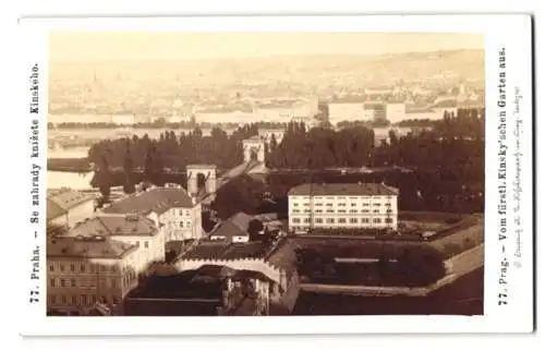 Fotografie F. Fridrich, Prag, Ansicht Prag, Blick auf die Stadt vom fürstlich Kinsky`schen Garten aus