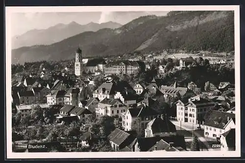 AK Bludenz, Teilansicht aus der Vogelschau mit Bergkette