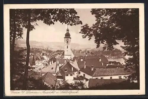 AK Grein a. Donau, Aussicht vom Schlosspark