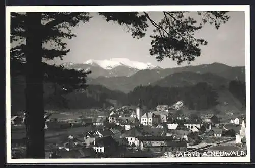 AK St. Aegyd a. Neuwald, Ortsansicht gegen die Berge