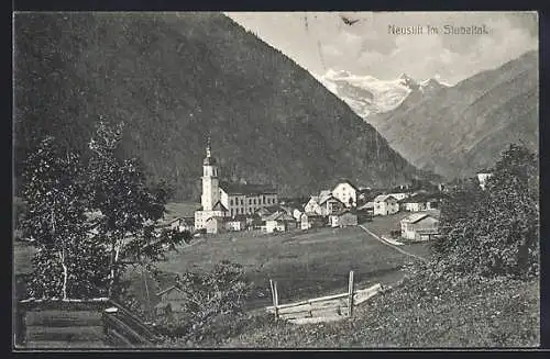 AK Neustift im Stubai, Ort mit Kirche