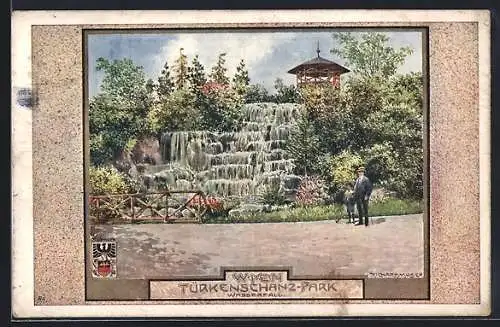 Künstler-AK Wien, Wasserfall im Türkenschanz-Park