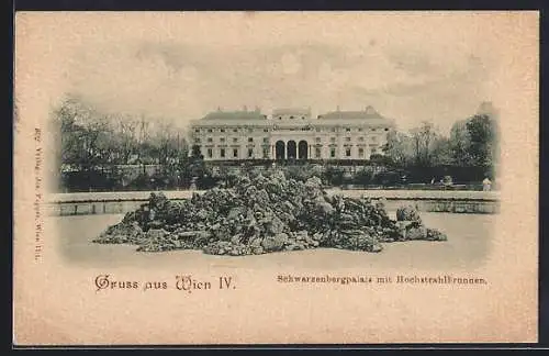 AK Wien, Schwarzenbergpalais mit Hochstrahlbrunnen