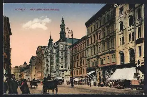 AK Wien VI, Kutschen in der Mariahilferstrasse