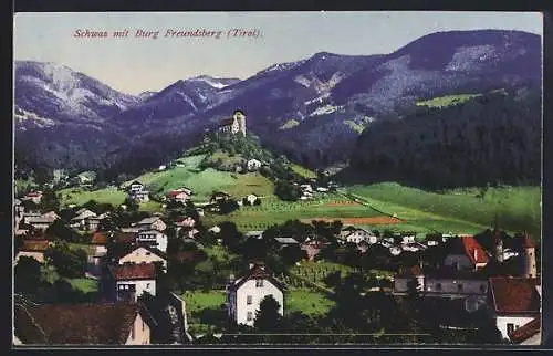 AK Schwaz /Tirol, Ortsansicht mit Burg Freundsberg