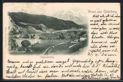 AK Schönberg im Stubaital, Unterberg, Blick auf die Stefansbrücke