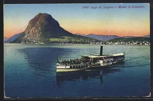 AK Dampfer Italia auf dem Lago di Lugano, Monte S. Salvatore