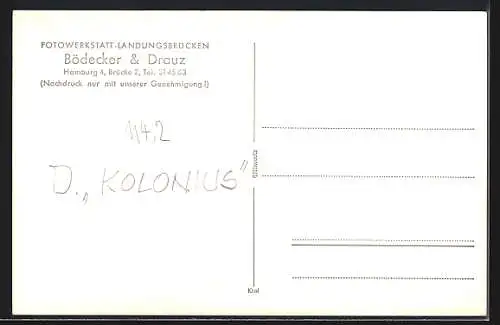 AK Handelsschiff Kolonius im Hafen