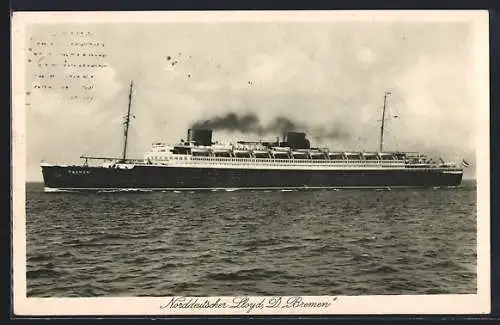 AK Passagierschiff Bremen in voller Fahrt, Norddeutscher Lloyd