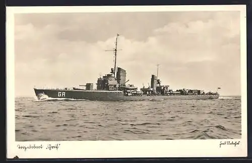 AK Kriegsmarine, Torpedoboot Greif aus seitlicher Perspektive