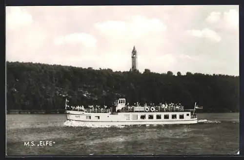 AK Berlin, MS Elfe der Reederei Blawert auf dem Wasser