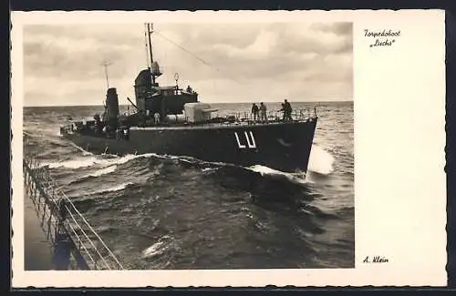 AK Torpedoboot Luchs, Bugansicht, Kriegsmarine