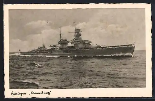 AK Kreuzer Nürnberg auf hoher See, Kriegsmarine