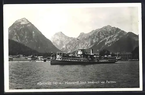 AK Pertisau, Dampfer Stadt Innsbruck auf dem Achensee