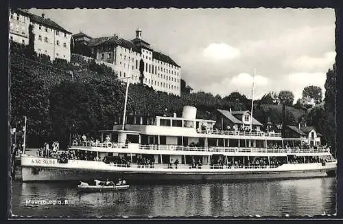 AK Meersburg a. B., Bodensee-Dampfer Karlsruhe im Hafen