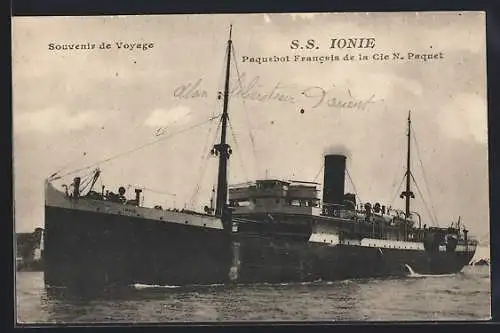 AK Passagierschiff SS Ionie, Paquebot Francais de la Cie. N. Paquet