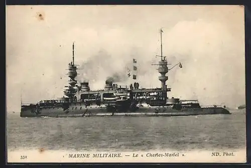 AK Marine Militaire, Kriegsschiff Charles-Martel auf dem Meer