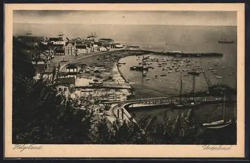 AK Helgoland, Unterland mit Hafen aus der Vogelschau